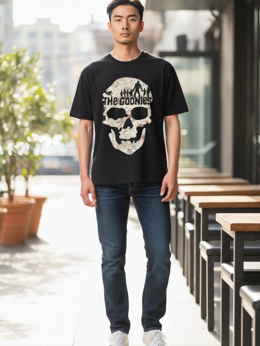 Hybrid Apparel Black Short Sleeve Skull Graphic Tee